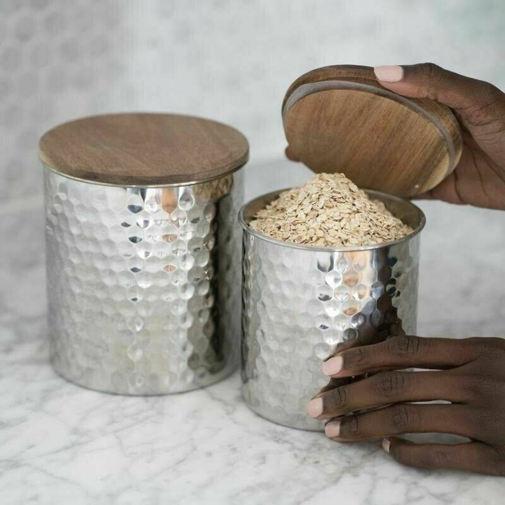 🥳HOST PICK!!!🥳🌸UNCOMMON JAMES Hammered Silver Canisters🌸